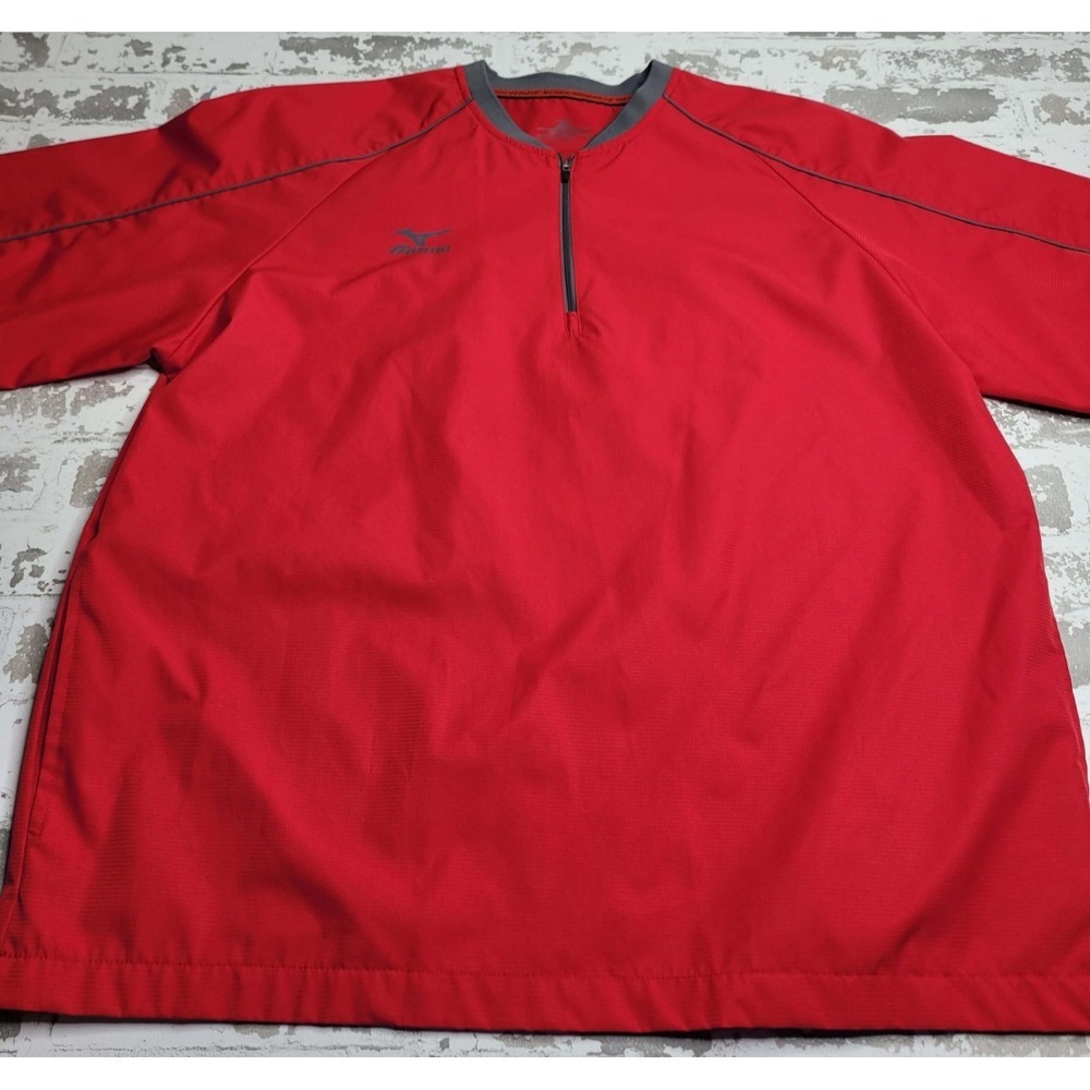 Mizuno Performance Short Sleeve Baseball Wind Shirt 1/4 Zip Red Men's Medium